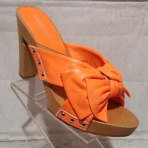 SLIDE WOOD BLOCK HEELS SANDALS SIZE 8 NEW